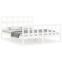 White solid wood bed frame with headboard 160x200 cm by vidaXL, Beds and slatted bases - Ref: Foro24-3193022, Price: 152,40 €...