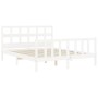 White solid wood bed frame with headboard 160x200 cm by vidaXL, Beds and slatted bases - Ref: Foro24-3193022, Price: 152,40 €...