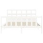 White solid wood bed frame with headboard 160x200 cm by vidaXL, Beds and slatted bases - Ref: Foro24-3193022, Price: 152,40 €...