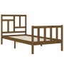 Honey brown solid wood bed frame with headboard by vidaXL, Beds and slatted bases - Ref: Foro24-3193104, Price: 102,99 €, Dis...