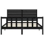 Bed frame with black solid wood headboard 160x200 cm by vidaXL, Beds and slatted bases - Ref: Foro24-3193220, Price: 210,36 €...