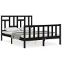 Bed frame with black solid wood headboard 120x200 cm by vidaXL, Beds and slatted bases - Ref: Foro24-3193140, Price: 170,45 €...