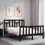 Bed frame with black solid wood headboard 120x200 cm by vidaXL, Beds and slatted bases - Ref: Foro24-3193140, Price: 170,45 €...