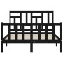 Bed frame with black solid wood headboard 120x200 cm by vidaXL, Beds and slatted bases - Ref: Foro24-3193140, Price: 170,45 €...