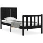 Single bed frame with black solid wood headboard by vidaXL, Beds and slatted bases - Ref: Foro24-3192910, Price: 113,70 €, Di...