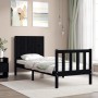 Single bed frame with black solid wood headboard by vidaXL, Beds and slatted bases - Ref: Foro24-3192910, Price: 113,70 €, Di...