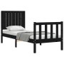 Single bed frame with black solid wood headboard by vidaXL, Beds and slatted bases - Ref: Foro24-3192910, Price: 113,70 €, Di...