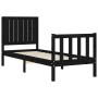 Single bed frame with black solid wood headboard by vidaXL, Beds and slatted bases - Ref: Foro24-3192910, Price: 113,70 €, Di...