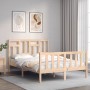 Bed frame with solid wood headboard 120x200 cm by vidaXL, Beds and slatted bases - Ref: Foro24-3193136, Price: 115,19 €, Disc...