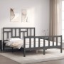 Double bed frame with gray solid wood headboard by vidaXL, Beds and slatted bases - Ref: Foro24-3193148, Price: 161,98 €, Dis...