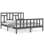 Double bed frame with gray solid wood headboard by vidaXL, Beds and slatted bases - Ref: Foro24-3193148, Price: 161,98 €, Dis...