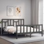 Double bed frame with gray solid wood headboard by vidaXL, Beds and slatted bases - Ref: Foro24-3193148, Price: 161,98 €, Dis...