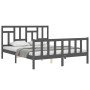 Double bed frame with gray solid wood headboard by vidaXL, Beds and slatted bases - Ref: Foro24-3193148, Price: 161,98 €, Dis...