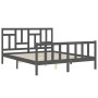 Double bed frame with gray solid wood headboard by vidaXL, Beds and slatted bases - Ref: Foro24-3193148, Price: 161,98 €, Dis...