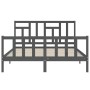 Double bed frame with gray solid wood headboard by vidaXL, Beds and slatted bases - Ref: Foro24-3193148, Price: 161,98 €, Dis...