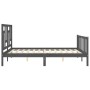 Double bed frame with gray solid wood headboard by vidaXL, Beds and slatted bases - Ref: Foro24-3193148, Price: 161,98 €, Dis...