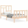 Bed frame with solid wood headboard 90x200 cm by vidaXL, Beds and slatted bases - Ref: Foro24-3193126, Price: 90,83 €, Discou...