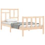 Bed frame with solid wood headboard 90x200 cm by vidaXL, Beds and slatted bases - Ref: Foro24-3193126, Price: 90,83 €, Discou...