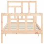 Bed frame with solid wood headboard 90x200 cm by vidaXL, Beds and slatted bases - Ref: Foro24-3193126, Price: 90,83 €, Discou...