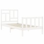 White solid wood bed frame with headboard 90x200 cm by vidaXL, Beds and slatted bases - Ref: Foro24-3193127, Price: 99,56 €, ...