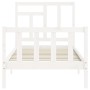 White solid wood bed frame with headboard 90x200 cm by vidaXL, Beds and slatted bases - Ref: Foro24-3193127, Price: 99,56 €, ...