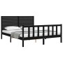 Estructura cama de matrimonio con cabecero madera maciza negro de vidaXL, Camas y somieres - Ref: Foro24-3193215, Precio: 228...