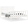 White solid wood bed frame with headboard 120x200 cm by vidaXL, Beds and slatted bases - Ref: Foro24-3193202, Price: 154,99 €...