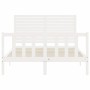 White solid wood bed frame with headboard 120x200 cm by vidaXL, Beds and slatted bases - Ref: Foro24-3193202, Price: 154,99 €...