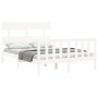 Double bed frame with white solid wood headboard by vidaXL, Beds and slatted bases - Ref: Foro24-3193247, Price: 139,99 €, Di...