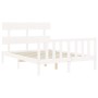 Double bed frame with white solid wood headboard by vidaXL, Beds and slatted bases - Ref: Foro24-3193247, Price: 139,99 €, Di...