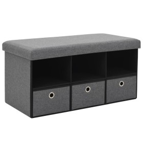 Dark Gray Faux Linen Folding Storage Bench by vidaXL, Benches for halls and storage - Ref: Foro24-247093, Price: 45,23 €, Dis...