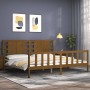 Honey brown solid wood bed frame and headboard 200x200 cm by vidaXL, Beds and slatted bases - Ref: Foro24-3192839, Price: 180...