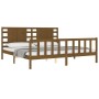 Estructura cama y cabecero madera maciza marrón miel 200x200 cm de vidaXL, Camas y somieres - Ref: Foro24-3192839, Precio: 18...