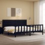 Bed frame with black solid wood headboard 200x200 cm by vidaXL, Beds and slatted bases - Ref: Foro24-3193230, Price: 222,99 €...