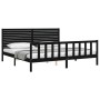 Bed frame with black solid wood headboard 200x200 cm by vidaXL, Beds and slatted bases - Ref: Foro24-3193230, Price: 222,99 €...