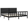 Bed frame with black solid wood headboard 200x200 cm by vidaXL, Beds and slatted bases - Ref: Foro24-3193230, Price: 222,99 €...