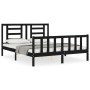 Estructura cama de matrimonio con cabecero madera maciza negro de vidaXL, Camas y somieres - Ref: Foro24-3192890, Precio: 184...