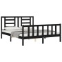 Estructura cama de matrimonio con cabecero madera maciza negro de vidaXL, Camas y somieres - Ref: Foro24-3192890, Precio: 184...