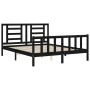 Estructura cama de matrimonio con cabecero madera maciza negro de vidaXL, Camas y somieres - Ref: Foro24-3192890, Precio: 184...