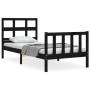 Black solid wood bed frame with headboard by vidaXL, Beds and slatted bases - Ref: Foro24-3192980, Price: 127,99 €, Discount: %