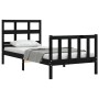 Black solid wood bed frame with headboard by vidaXL, Beds and slatted bases - Ref: Foro24-3192980, Price: 127,99 €, Discount: %