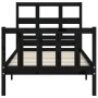 Black solid wood bed frame with headboard by vidaXL, Beds and slatted bases - Ref: Foro24-3192980, Price: 127,99 €, Discount: %