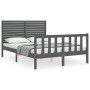 Gray solid wood bed frame with headboard 120x200 cm by vidaXL, Beds and slatted bases - Ref: Foro24-3193203, Price: 162,99 €,...