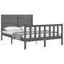 Gray solid wood bed frame with headboard 120x200 cm by vidaXL, Beds and slatted bases - Ref: Foro24-3193203, Price: 162,99 €,...