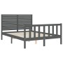 Gray solid wood bed frame with headboard 120x200 cm by vidaXL, Beds and slatted bases - Ref: Foro24-3193203, Price: 162,99 €,...