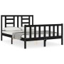 Double bed frame with black solid wood headboard by vidaXL, Beds and slatted bases - Ref: Foro24-3192860, Price: 168,09 €, Di...