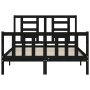 Double bed frame with black solid wood headboard by vidaXL, Beds and slatted bases - Ref: Foro24-3192860, Price: 168,09 €, Di...