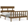 Estructura cama cabecero madera maciza marrón miel 120x200 cm de vidaXL, Camas y somieres - Ref: Foro24-3193269, Precio: 125,...