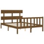 Estructura cama cabecero madera maciza marrón miel 120x200 cm de vidaXL, Camas y somieres - Ref: Foro24-3193269, Precio: 125,...