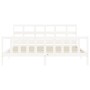 Double bed frame with white solid wood headboard by vidaXL, Beds and slatted bases - Ref: Foro24-3193027, Price: 157,99 €, Di...